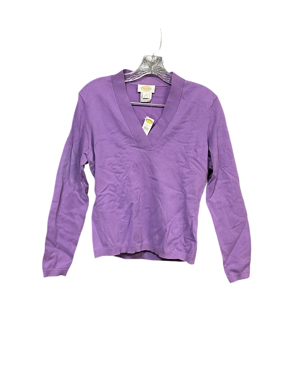 Talbots V Neck Sweater Small Purple Cotton Blend Long Sleeve Knit NWT Classic
